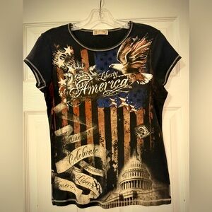 Patriotic Black Graphic Women's Top